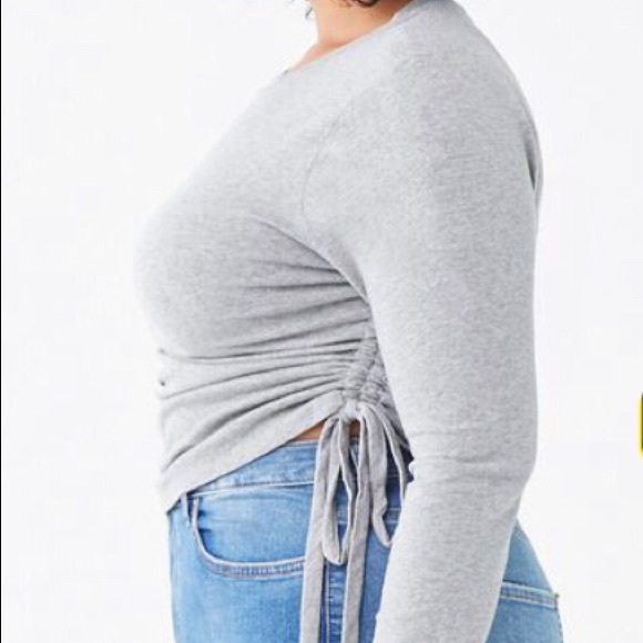 Plus Size Ruched Drawstring Top - Picture 3 of 4